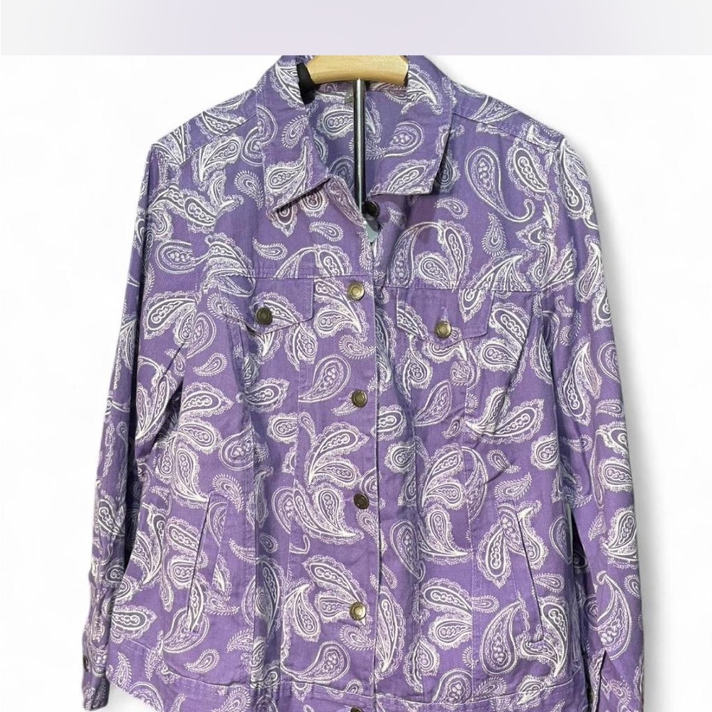Jessica London Purple Paisley Denim Jacket Women’s 18W